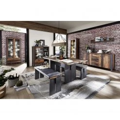 Red Living Vitrine Blackpool II - Avec éclairage - Imitation bois recyclé / Gris -Meubles de salle à manger Soldes Magasin 1000209816 210331 08333600015 MOOD DETAILS P000000001000209816 mood