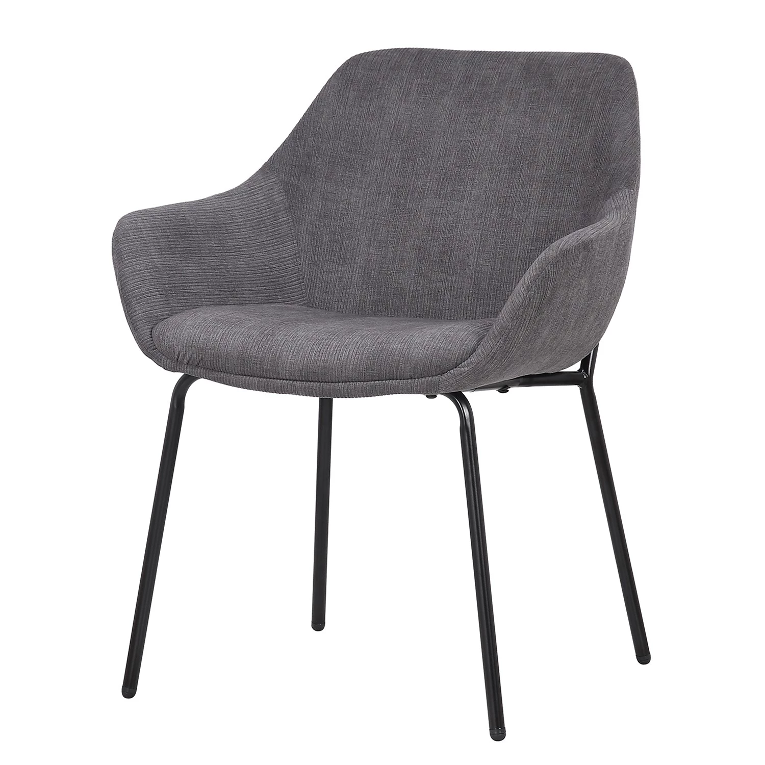 Jack & Alice Chaise capitonnée Richville - Velours côtelé / Fer - Gris / Noir 1 Jack & Alice Chaise capitonnée Richville - Velours côtelé / Fer - Gris / Noir