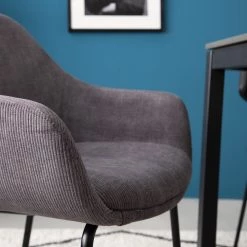 Jack & Alice Chaise capitonnée Richville - Velours côtelé / Fer - Gris / Noir 23 Jack & Alice Chaise capitonnée Richville - Velours côtelé / Fer - Gris / Noir -Meubles de salle à manger Soldes Magasin 1000210877 201126 13152100012 DETAILS P000000001000210877