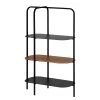 Red Living Étagère Laukaa - Acier / Placage en bois véritable - Noir / Noyer