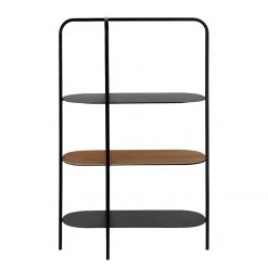 Red Living Étagère Laukaa - Acier / Placage en bois véritable - Noir / Noyer -Meubles de salle à manger Soldes Magasin 1000210882 200625 07314500002 DETAILS P000000001000210882