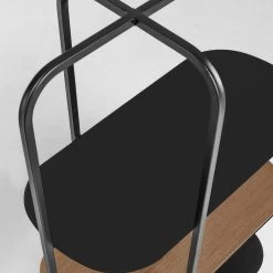 Red Living Étagère Laukaa - Acier / Placage en bois véritable - Noir / Noyer -Meubles de salle à manger Soldes Magasin 1000210882 200625 07314700004 DETAILS P000000001000210882