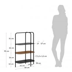 Red Living Étagère Laukaa - Acier / Placage en bois véritable - Noir / Noyer -Meubles de salle à manger Soldes Magasin 1000210882 200625 07315000006 SKETCH DETAILS P000000001000210882 sketch