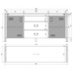 Ars manufacti Buffet Manchester V - Acacia massif / Métal - Acacia / Anthracite -Meubles de salle à manger Soldes Magasin 1000210963 200807 14054600022 SKETCH DETAILS P000000001000210963 sketch