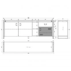 Ars manufacti Buffet Manchester VI - Acacia massif / Métal - Acacia / Anthracite -Meubles de salle à manger Soldes Magasin 1000210964 200807 14060500029 SKETCH DETAILS P000000001000210964 sketch
