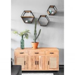 Red Living Étagère murale Daggett III - Manguier massif / Métal - Manguier / Noir -Meubles de salle à manger Soldes Magasin 1000211414 200504 13491500030 MOOD DETAILS P000000001000211414 mood