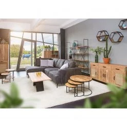 Red Living Étagère murale Daggett III - Manguier massif / Métal - Manguier / Noir -Meubles de salle à manger Soldes Magasin 1000211414 200504 13491500031 MOOD DETAILS P000000001000211414 mood