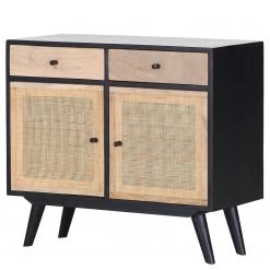 Red Living Commode Lexham I - Manguier massif / Rotin - Manguier / Manguier noir