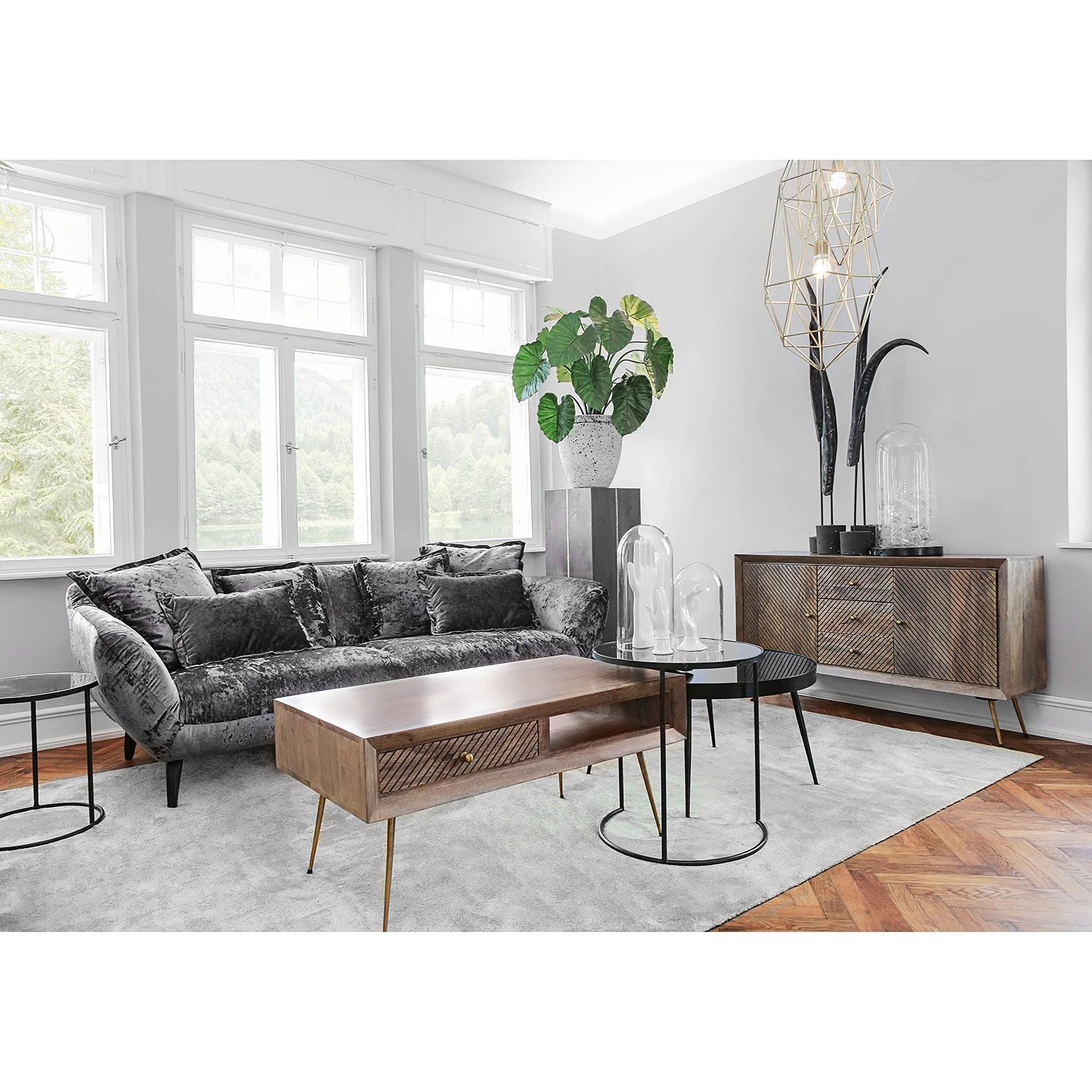 Naturoo Buffet Turlock - Manguier massif / Métal - Manguier / Doré 2 Naturoo Buffet Turlock - Manguier massif / Métal - Manguier / Doré – Image 2