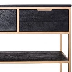 Jack & Alice Console Harbin - Acacia massif / Métal - Acacia noir / Doré -Meubles de salle à manger Soldes Magasin 1000211471 200504 13495100245 DETAILS P000000001000211471