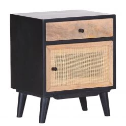 Red Living Commode Lexham II - Manguier massif / Rotin - Manguier / Manguier noir