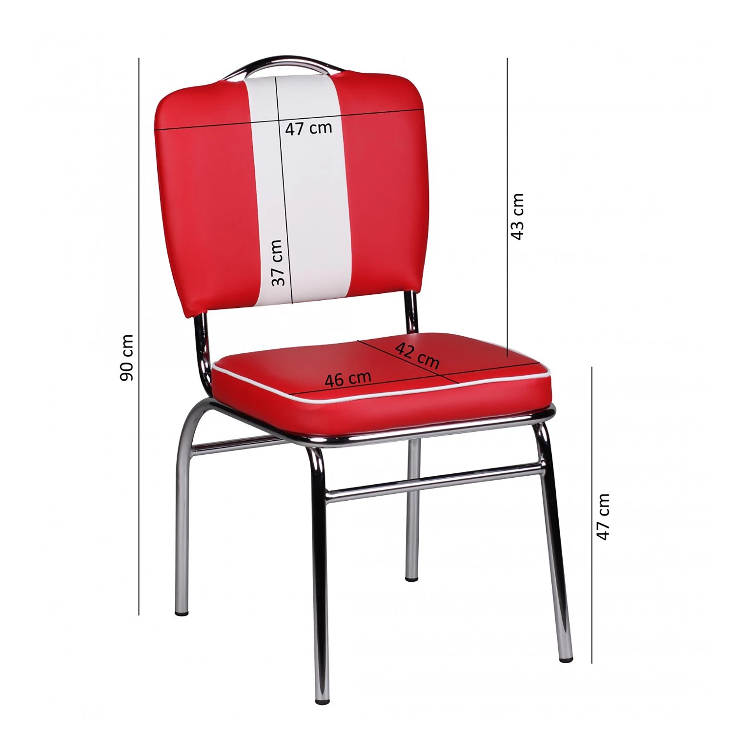 Mooved Chaise Eckero - Imitation cuir / Métal - Chrome - Rouge / Blanc 5 Mooved Chaise Eckero - Imitation cuir / Métal - Chrome - Rouge / Blanc – Image 5