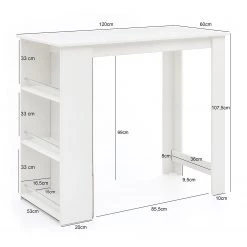 Fredriks Table haute Coburn - Aluminium - Argenté - Blanc -Meubles de salle à manger Soldes Magasin 1000211773 200506 12474200441 SKETCH DETAILS P000000001000211773 sketch
