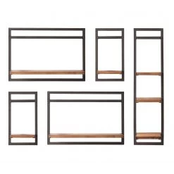 Ars manufacti Étagères murales Manchester II (5 élém.) - Acacia massif / Métal - Acacia / Anthracite -Meubles de salle à manger Soldes Magasin 1000213198 200713 18103600002 DETAILS P000000001000213198