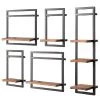 Ars manufacti Étagères murales Manchester III (5 él.) - Acacia massif / Métal - Acacia / Anthracite