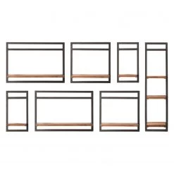 Ars manufacti Étagères murales Manchester V (7 élém.) - Acacia massif / Métal - Acacia / Anthracite -Meubles de salle à manger Soldes Magasin 1000213201 200713 18103900008 DETAILS P000000001000213201
