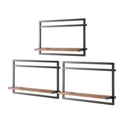 Ars manufacti Étagères murales Manchester VI (7 élém.) - Acacia massif / Métal - Acacia / Anthracite -Meubles de salle à manger Soldes Magasin 1000213212 200527 13213800050 DETAILS P000000001000213212