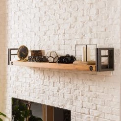 Ars manufacti Tablettes murales Manchester (lot de 2) - Acacia massif / Métal - Acacia / Anthracite - Largeur : 110 cm -Meubles de salle à manger Soldes Magasin 1000213217 210831 13323600015 MOOD DETAILS P000000001000213217 mood