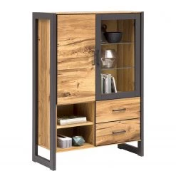 Naturoo Buffet haut Ironwood I - Placage en bois véritable / Métal - Chêne vieilli / Gris