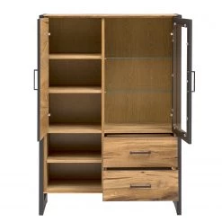 Naturoo Buffet haut Ironwood I - Placage en bois véritable / Métal - Chêne vieilli / Gris -Meubles de salle à manger Soldes Magasin 1000213240 200512 14004400043 DETAILS P000000001000213240