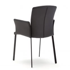 GWINNER Chaise à accoudoirs Carola - Cuir véritable / Fer - Noir -Meubles de salle à manger Soldes Magasin 1000213643 200529 06223300023 DETAILS P000000001000213643