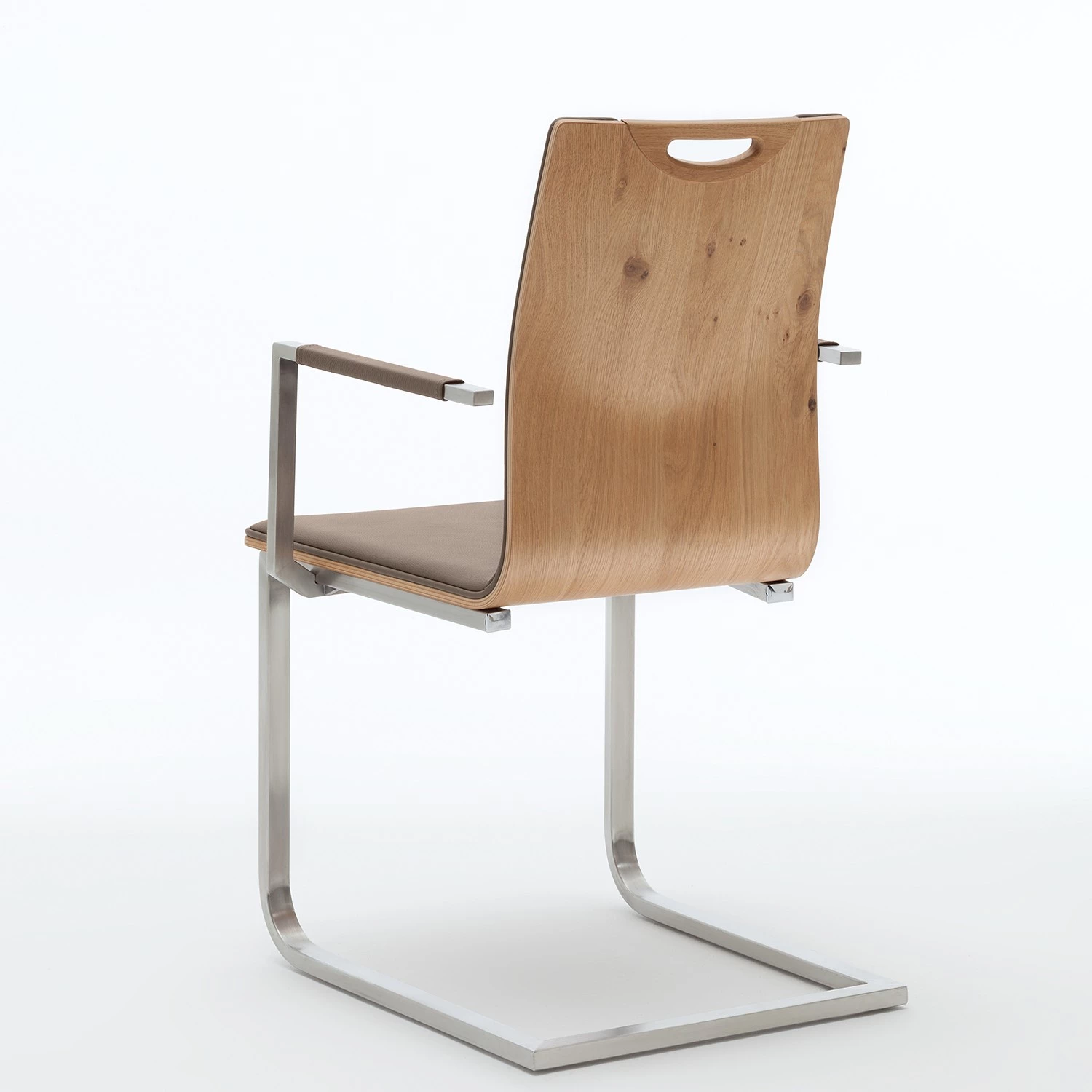 GWINNER Chaise cantilever Lena II - Cuir Toledo : Gris fumé - Chêne 2 GWINNER Chaise cantilever Lena II - Cuir Toledo : Gris fumé - Chêne – Image 2