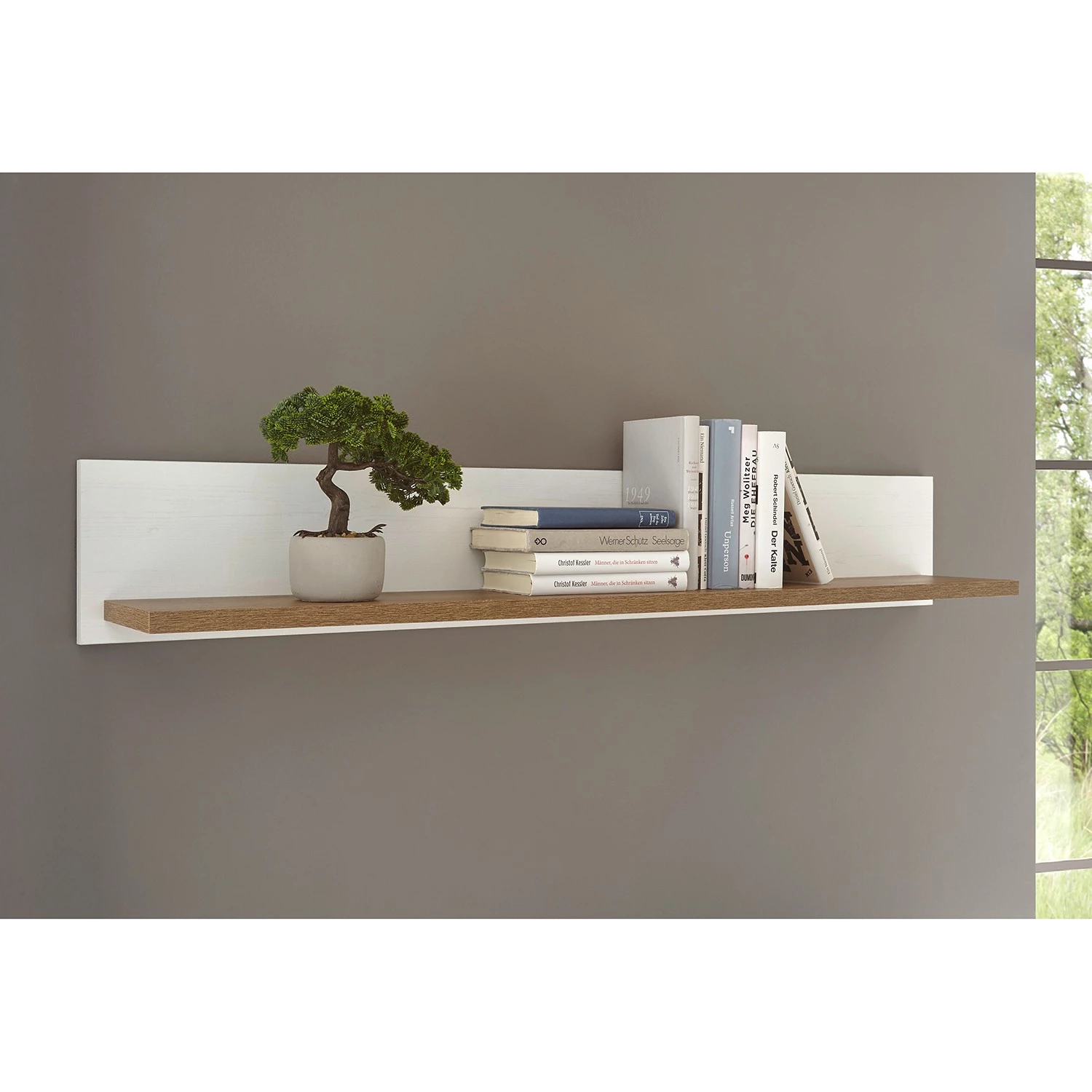 Norrwood Etagère murale Proville - Imitation chêne blanc / Imitation chêne - Largeur : 130 cm 2 Norrwood Etagère murale Proville - Imitation chêne blanc / Imitation chêne - Largeur : 130 cm – Image 2