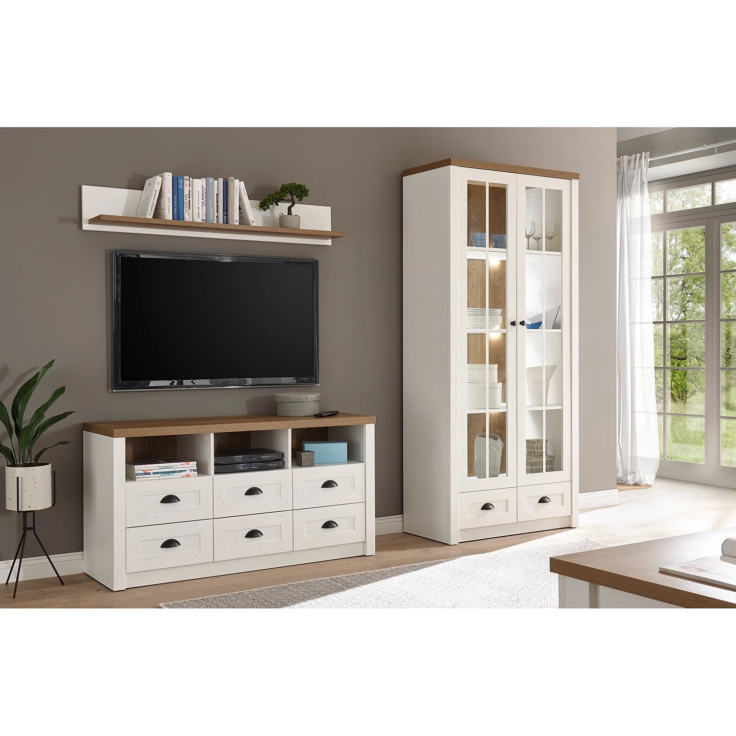 Norrwood Vitrine Proville II - Imitation chêne blanc / Imitation chêne 3 Norrwood Vitrine Proville II - Imitation chêne blanc / Imitation chêne – Image 3