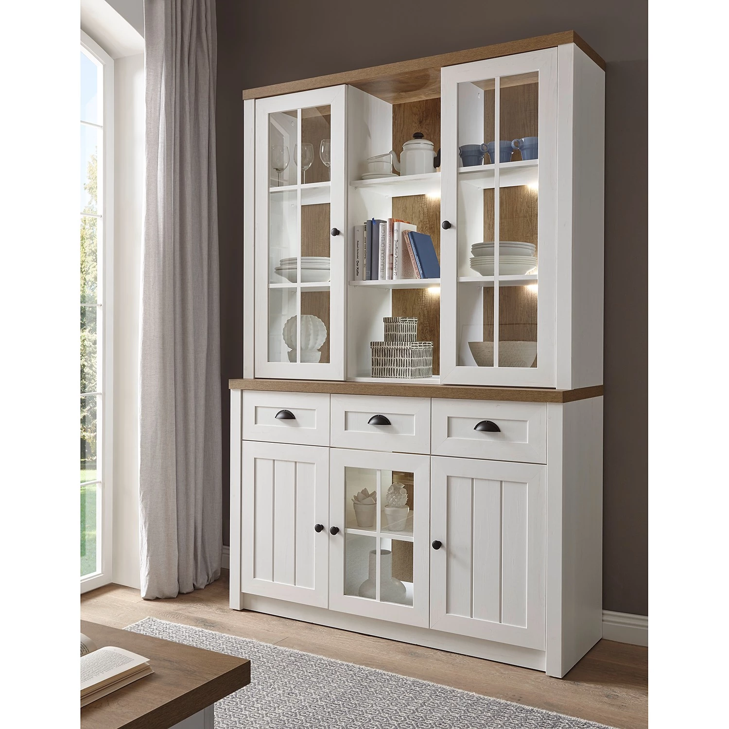 Norrwood Vaisselier Proville I - Imitation chêne blanc / Imitation chêne 2 Norrwood Vaisselier Proville I - Imitation chêne blanc / Imitation chêne – Image 2