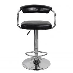 Kayoom Chaises de bar Midnight I (lot de 2) - Imitation cuir / Métal - Chrome - Noir -Meubles de salle à manger Soldes Magasin 1000214196 200529 06043100139 DETAILS P000000001000214196