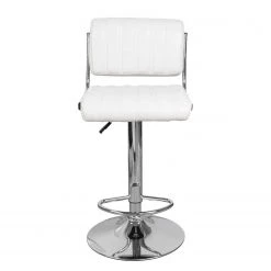 Kayoom Chaises de bar Midnight II (lot de 2) - Imitation cuir / Métal - Chrome - Blanc -Meubles de salle à manger Soldes Magasin 1000214197 200529 06043700148 DETAILS P000000001000214197