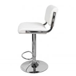 Kayoom Chaises de bar Midnight II (lot de 2) - Imitation cuir / Métal - Chrome - Blanc -Meubles de salle à manger Soldes Magasin 1000214197 200529 06043700149 DETAILS P000000001000214197
