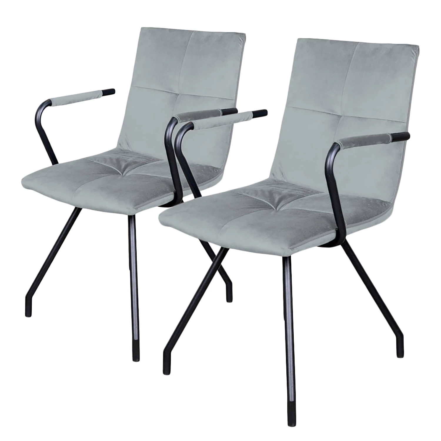 Kayoom Chaises à accoudoirs Eaden (lot de 2) - Velours / Fer - Noir - Gris 1 Kayoom Chaises à accoudoirs Eaden (lot de 2) - Velours / Fer - Noir - Gris