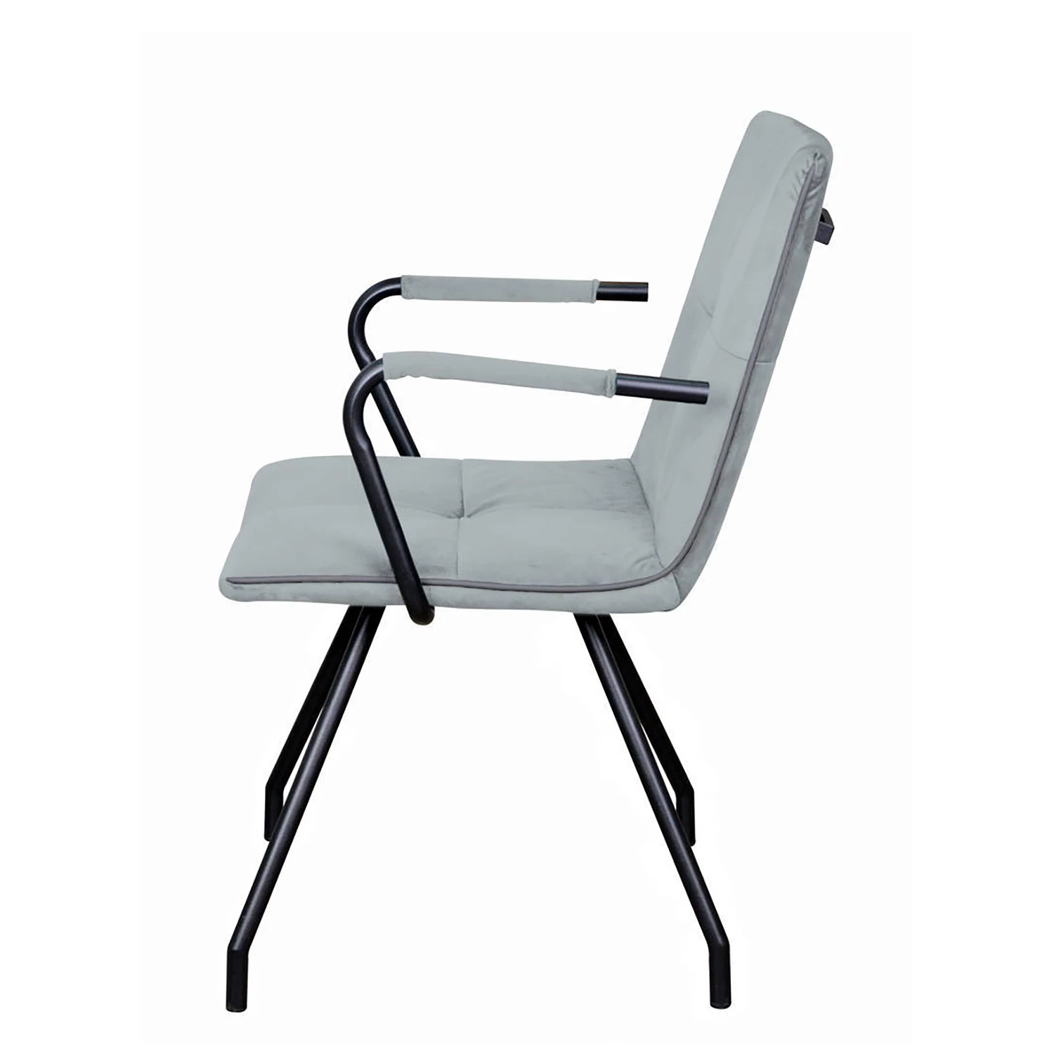 Kayoom Chaises à accoudoirs Eaden (lot de 2) - Velours / Fer - Noir - Gris 4 Kayoom Chaises à accoudoirs Eaden (lot de 2) - Velours / Fer - Noir - Gris – Image 4