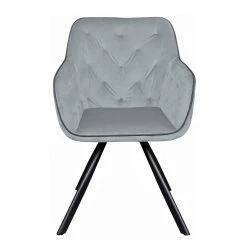 Kayoom Chaise à accoudoirs Eann - Velours / Fer - Noir - Gris -Meubles de salle à manger Soldes Magasin 1000214206 200529 06053800228 DETAILS P000000001000214206