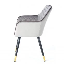 Kayoom Chaise à accoudoirs Amino - Velours / Acier - Gris / Doré 10 Kayoom Chaise à accoudoirs Amino - Velours / Acier - Gris / Doré -Meubles de salle à manger Soldes Magasin 1000214226 200529 06073200371 DETAILS P000000001000214226