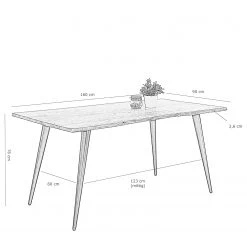 Norrwood Table Auberry - Acacia massif / Acier - Acacia / Noir mat - Largeur : 160 cm -Meubles de salle à manger Soldes Magasin 1000214911 200604 14163700012 SKETCH DETAILS P000000001000214911 sketch