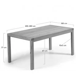 Ars Natura Table Juina - Chêne massif - Chêne - Chêne - 200 x 100 cm -Meubles de salle à manger Soldes Magasin 1000214933 200608 06184800176 SKETCH DETAILS P000000001000214933 sketch
