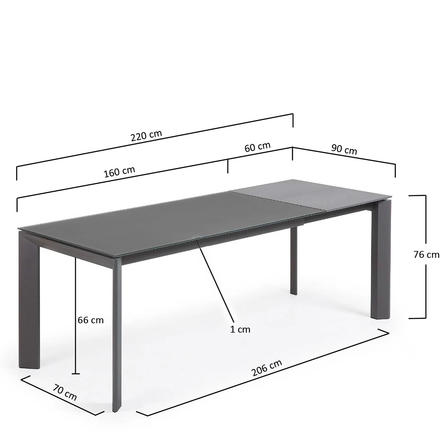 Loftscape Table Retie II - (Extensible) - Graphite - Largeur : 160 cm 6 Loftscape Table Retie II - (Extensible) - Graphite - Largeur : 160 cm – Image 6