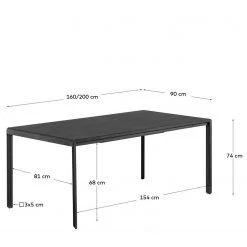 Norrwood Table extensible Narny - Noyer massif - Noyer - 160 x 90 cm -Meubles de salle à manger Soldes Magasin 1000214937 200608 06192200216 SKETCH DETAILS P000000001000214937 sketch