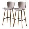 Mørteens Chaises de bar Livaras (lot de 2) - Hévéa massif - Hévéa - Tissu Radis: Crème