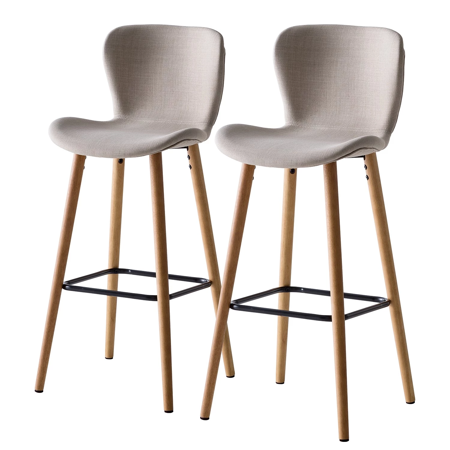 Mørteens Chaises de bar Livaras (lot de 2) - Hévéa massif - Hévéa - Tissu Radis: Crème 1 Mørteens Chaises de bar Livaras (lot de 2) - Hévéa massif - Hévéa - Tissu Radis: Crème