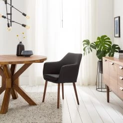 Mørteens Chaises à accoudoirs Nicholas I - Tissu Cors: Anthracite - 1 chaise -Meubles de salle à manger Soldes Magasin 1000215123 210115 12245700032 MOOD DETAILS P000000001000215123 mood