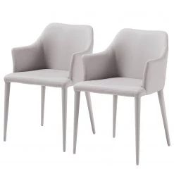 Loftscape Chaises à accoudoirs Dayline II (2 él.) - Imitation cuir / Acier - Gris clair