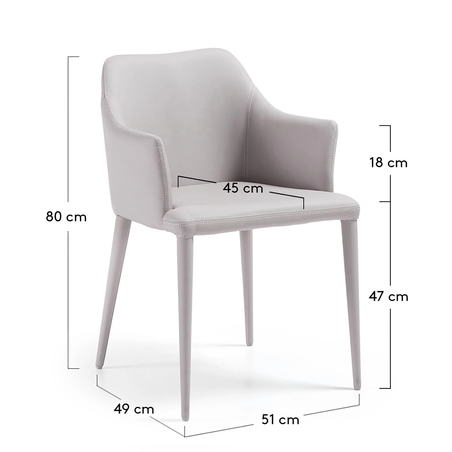 Loftscape Chaises à accoudoirs Dayline II (2 él.) - Imitation cuir / Acier - Gris clair 6 Loftscape Chaises à accoudoirs Dayline II (2 él.) - Imitation cuir / Acier - Gris clair – Image 6