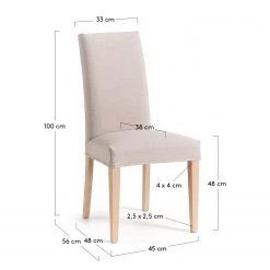 Maison Belfort Chaises capitonnées Ellerby I (lot de 2) - Tissu / Hêtre massif - Hêtre - Beige -Meubles de salle à manger Soldes Magasin 1000216177 200623 13450900132 SKETCH DETAILS P000000001000216177 sketch
