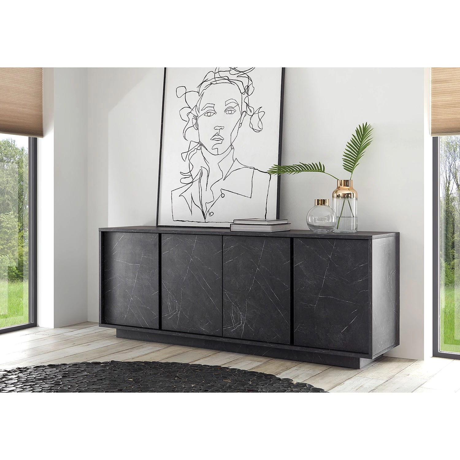 LC Spa Enfilade Carrara - Imitation marbre anthracite 2 LC Spa Enfilade Carrara - Imitation marbre anthracite – Image 2