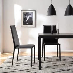 Fredriks Chaises Portola (lot de 2) - Cuir recyclé / Fer - Noir -Meubles de salle à manger Soldes Magasin 1000216618 210217 17120700001 MOOD DETAILS P000000001000216618 mood