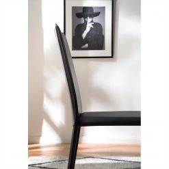 Fredriks Chaises Portola (lot de 2) - Cuir recyclé / Fer - Noir -Meubles de salle à manger Soldes Magasin 1000216618 210217 17120700002 DETAILS P000000001000216618