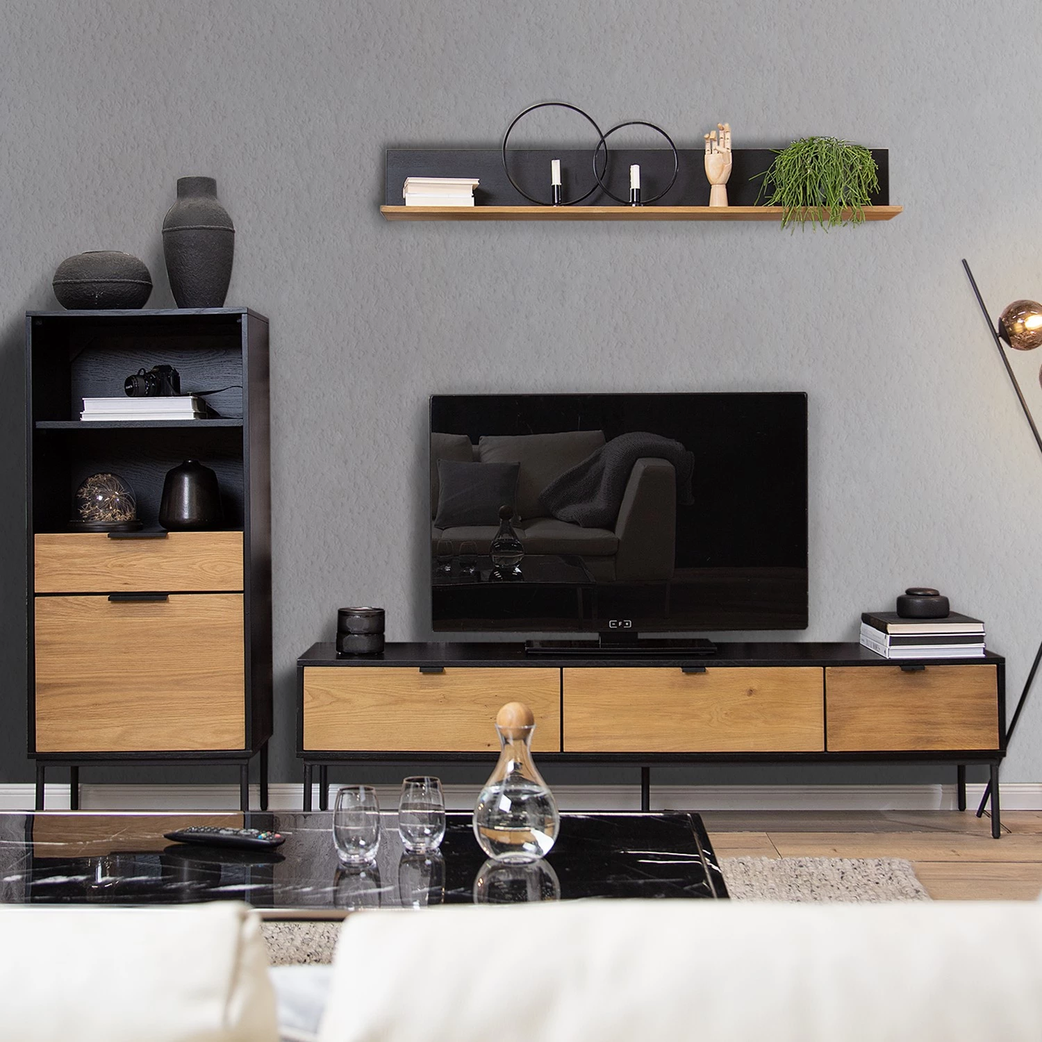 Studio Copenhagen Étagère Xavi - Placage en bois véritable / Métal - Chêne / Chêne noir 3 Studio Copenhagen Étagère Xavi - Placage en bois véritable / Métal - Chêne / Chêne noir – Image 3